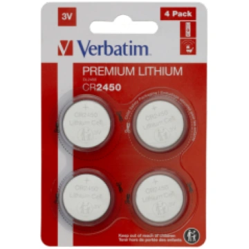Baterijas Verbatim CR2450 Premium Lithium 4-Pack (