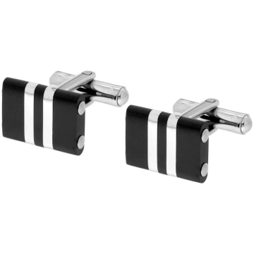 Rectangular Men's Cufflinks with Black Stripe