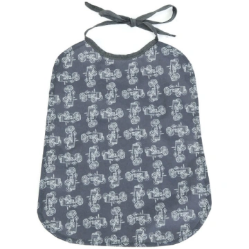 Smallstuff - Eating Bib, Large, Dark Grey Tractor 