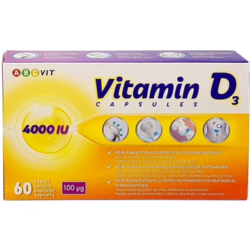 D3 vitamins 100µg/4000 SV ABCvit, kapsulas N60