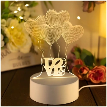 3D Heart Night Light Extralink Home Optical Illusi