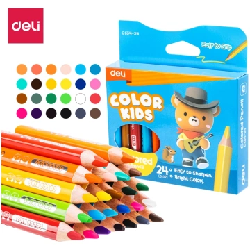 Trīsstūrveida krāsainie zīmuļi Deli Color Kids, 24