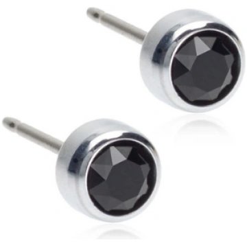 Blomdahl Silver Titanium Bezel Black 5mm