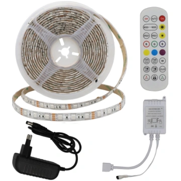 LED lentu komplekts, maiņstrāvas adapteris, tālvad