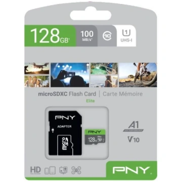 PNY Elite microSDXC 128GB + SD adapteris