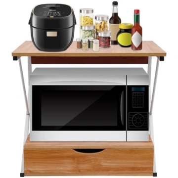 2-Tier Expandable Microwave Shelf Iron Kitchen Bak