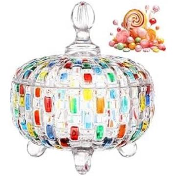 710ml stikla konfekšu kaste Hand Painted krāsains 