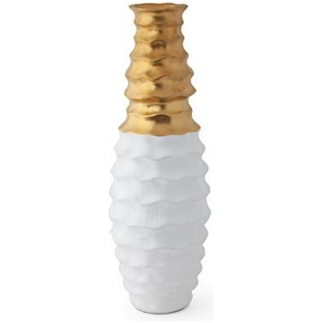 VASO IN GRES PORCELLANATO BIANCO E ORO MATT cod. 2