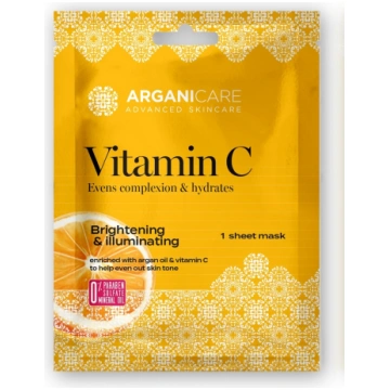 ARGANICARE - Izgaismojoša lokšņu sejas maska ar C 
