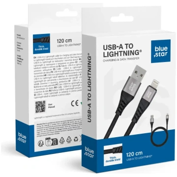 Cable USB A to Lightning Blue Star 2,4A with braid