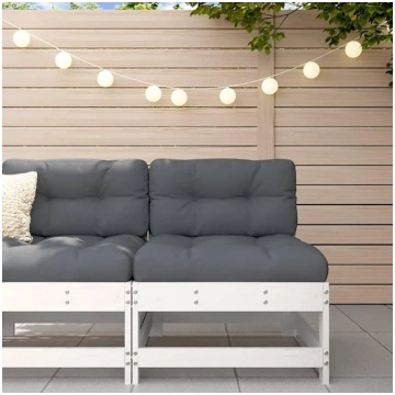 Homgoday Garden Middle Sofa White Solid Pine Wood 
