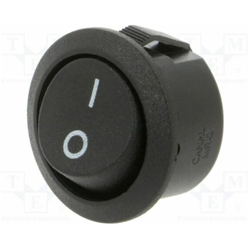 ROCKER; SPST; Pos: 2; OFF-ON; 16A/250VAC; black; 2