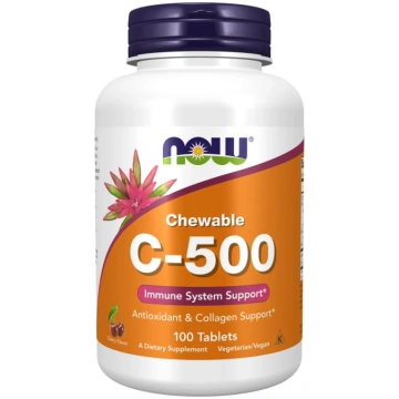 NOW Foods C vitamīns-500 košļājamās tabletes, ķirš