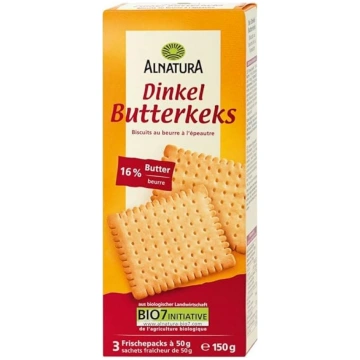 Alnatura bioloģiskie speltas sviesta cepumi 150 g 