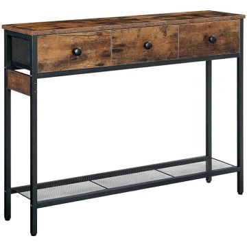 HOOBRO Slim Console Table with 3 Drawers, Side Tab