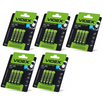 Baterijas Videx AAA Alkaline, 1.5V, 1200mAh, 20 ga