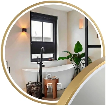 LED sienas spogulis 80cm MMJ BRUSH GOLD Rea