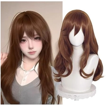 Aicos Anime garā, cirtainā brūnā cosplay parūka si