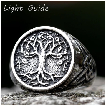 new New Nordic Vikings Runes Amulet Life Tree Ring