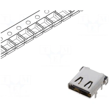 Connector: USB C | socket | on PCBs | SMT,THT | PI