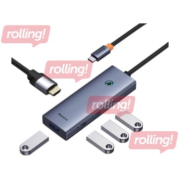 Daudzportu adapteris Baseus Type-C 5-in-1, 4x USB 