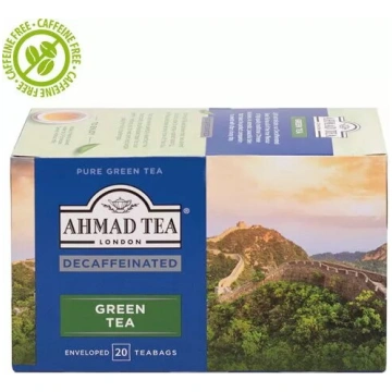Tēja Ahmad Tea bezkofeīna zaļā 20 folijā iepakotas