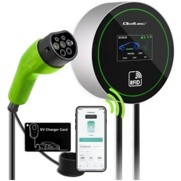 Qoltec EV uzlādes stacija 2-in-1 Type2 | 22kW | Wi