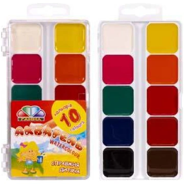 Medus akvareļkrāsas 10 krāsas, Gamma GM53097 48200