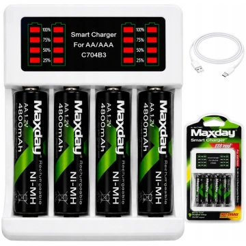 Maxday AA / AAA akumulatoru lādētājs ar LED indika