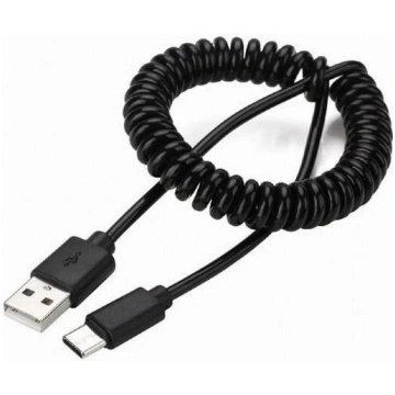 Gembird Coiled USB Type-C cable 1.8 m black ( CC U