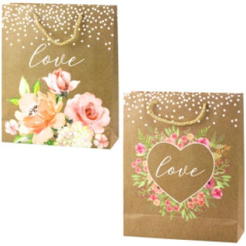 Gift Bag Love Inscription Flowers Glitter 32 x 26 