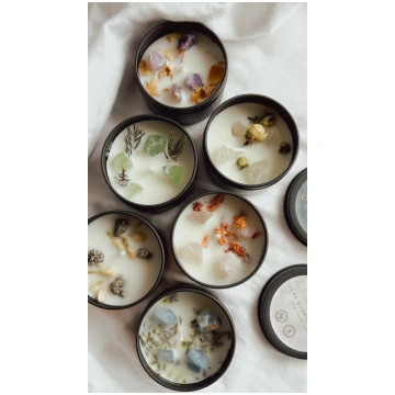 candele naturali con cristalli I Tesori della Terr