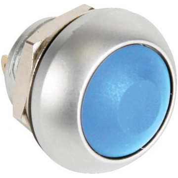 MINI ROUND METAL PUSH BUTTON WITH BLUE BUTTON 1P S