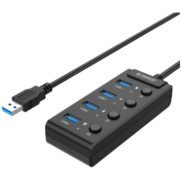 Orico USB 3.0. Hub with switches, 5x USB (black)