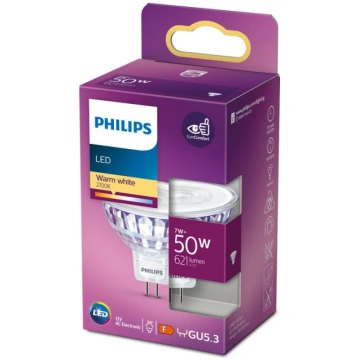 Philips LED 7W (50W) MR16 2700K 36D spuldze 621lm 