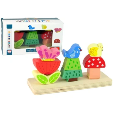 Koka kārtošanas puzles blokiem LEANToys — zieds, t
