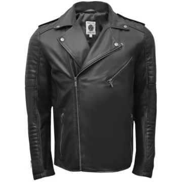 Mens Genuine Sheepskin Leather Biker Jacket