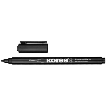 Flomāsters Kores Permanent P1-M, 1-2 mm, melns