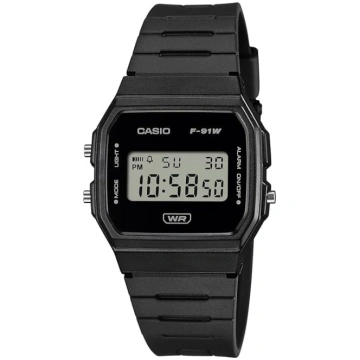 Casio pulkstenis F-91WB-1AEF, melns, moderns ANEB0