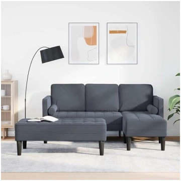 Corner Sofa L Shape Sofa Set 2 Pieces Dark Grey 17