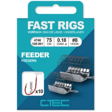 C-Tec āķi ar pavadu: RIVER FEEDER 100CM #12-0.20MM