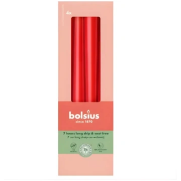 Galda sveces Bolsius 37356941 245/24mm sarkanas 4g