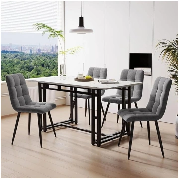 Idemon 120 x 70 cm, Black Dining Table with 4 Chai
