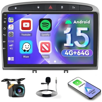 4G + 64G auto radio Peugeot 308/408 2007-2015, 9 c