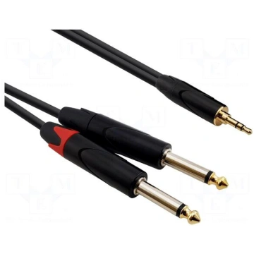 Cable | Jack 3.5mm plug,Jack 6,3mm plug x2 | 2m | 