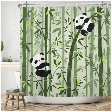 Ttincceer Cute Panda dušas aizkars, bambusa meža k