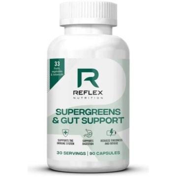 Reflex Nutrition Supergreens un zarnu atbalsta kap