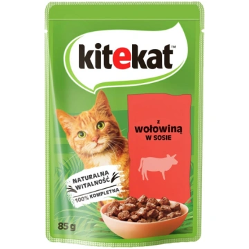 KITEKAT Liellopu gaļa mērcē 85 g pieaugušiem kaķie