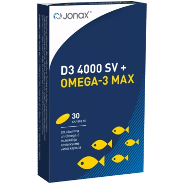JONAX D3 4000 SV + Omega-3 Max kapsulas, 30 gab