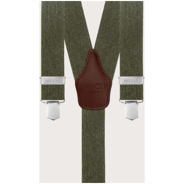 Wide green Y-shaped suspenders with jeans effect B